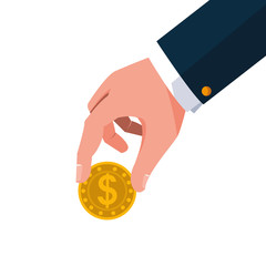 businessman hand with coins money