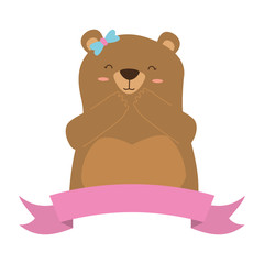 cute bear and ribbon