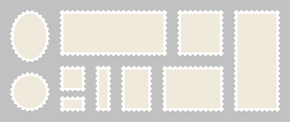 Blank Postage Stamps Set. Vector illustration blank postage stamps collection.