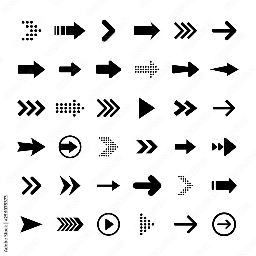 Poster arrows big black set icons. arrow icon. arrow vector collection. arrow. cursor. modern simple arrows