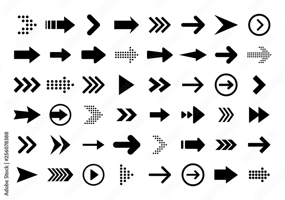 Poster arrows big black set icons. arrow icon. arrow vector collection. arrow. cursor. modern simple arrows