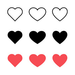 Like and Heart icon. Live stream video, chat, likes. Social nets like red heart web buttons isolated on white background. Vector illustaration.