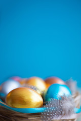 Decorated easter nest with eggs