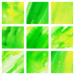 A set of spring watercolor vector square backgrounds for poster, flyer, card design. 