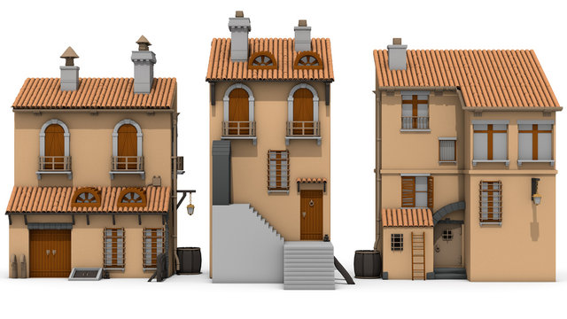 cartoon houses with white background
