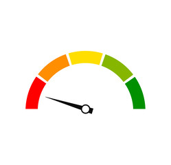 Rating customer satisfaction meter. Different emotions. Abstract concept graphic element of tachometer, speedometer, indicators, score. Vector illustration.
