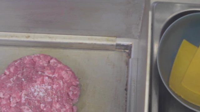 Burger Ingredients to Patty on Grill