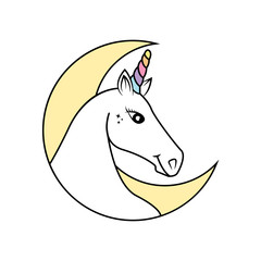 Unicorn icon. Rainbow horn unicorn. Vector illustaration.