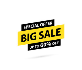 Sale tag. Special offer, big sale, discount, best price, mega sale banner. Shop or online shopping. Sticker, badge, coupon, store. Vector Illustration.