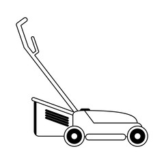 Lawn mower gardening device black and white