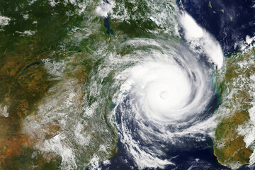 Cyclone Idai heading towards Mozambique and Zimbabwe in 2019 - Elements of this image furnished by NASA - 256081373