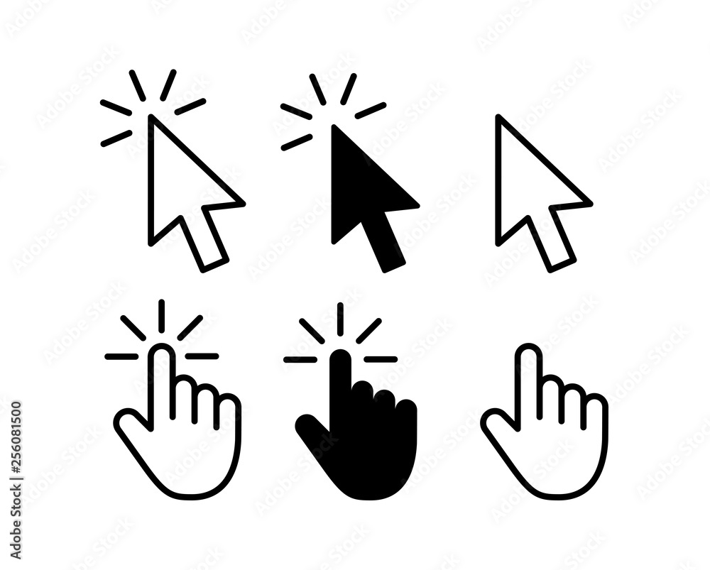 Poster computer mouse click cursor gray arrow icons set and loading icons. cursor icon. vector illustration