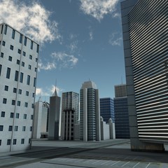 city environment with blue sky background