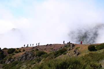 People hiking on a mountain