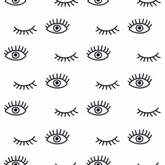 eyes and eyelashes seamless pattern