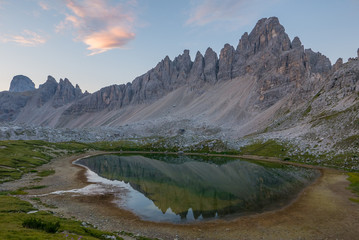 Mountain range and glacial lake in Italy