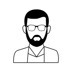 Man with glasses and bear faceless avatar in black and white
