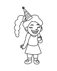 cute happy girl with birthday hat