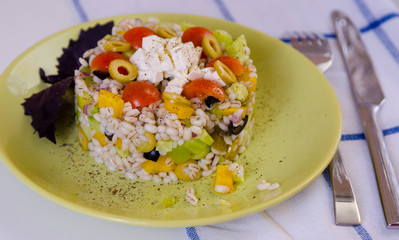 original barley salad with vegetables