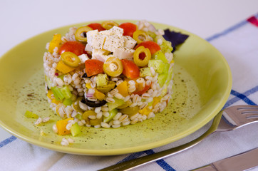 original barley salad with vegetables