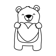 cute bear holding heart