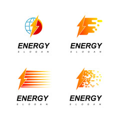 Energy Logo Set With Electric Symbol