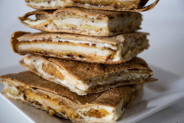 Chicken schnitzel wrap sandwich stack