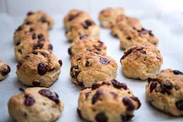 Cranberry scones on the tray