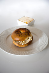 Bagels and Cream Cheese on the table