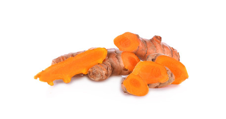 turmeric root isolated on white background