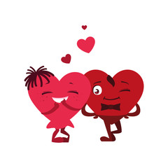 couple hearts kawaii characters