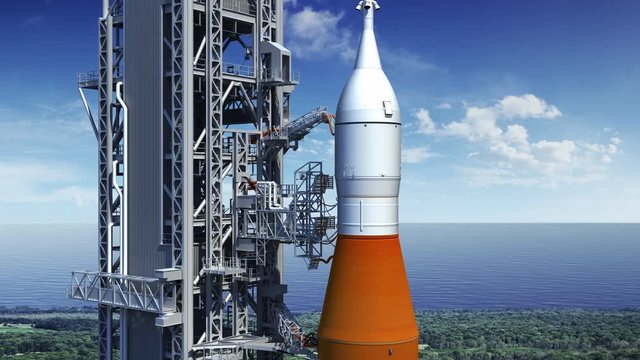 4K. Space Launch System Takes Off. Realistic 3D Animation. Ultra High Definition. 3840x2160.