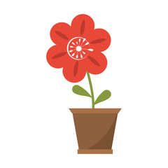 Flower in pot gardening cartoon