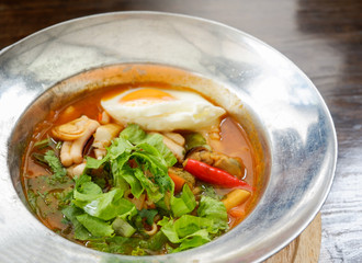 Sour soup with seafood shrimp squid