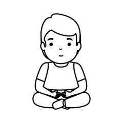 young man seated avatar character