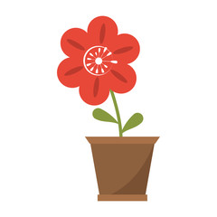 Flower in pot gardening cartoon