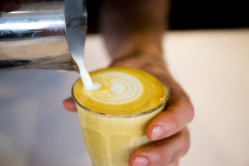 Making tumeric latte