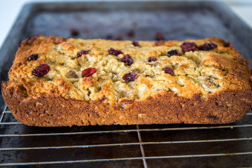 Banana Cranberry Bread on the tray