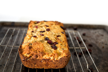 Banana Cranberry Bread on the tray