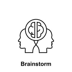 Brainstorm, idea, head icon. Element of creative thinkin icon witn name. Thin line icon for website design and development, app development. Premium icon