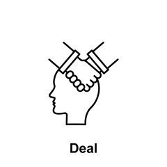 Agree, handshake, head icon. Element of creative thinkin icon witn name. Thin line icon for website design and development, app development. Premium icon
