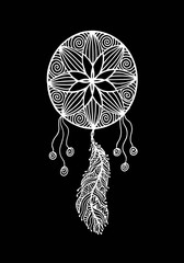 Hand drawn illustration of a dreamcatcher - Vector illustration