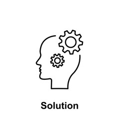 Gear, solution, head icon. Element of creative thinkin icon witn name. Thin line icon for website design and development, app development. Premium icon