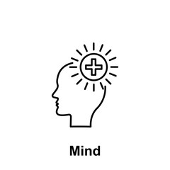 Plus, health, brain icon. Element of creative thinkin icon witn name. Thin line icon for website design and development, app development. Premium icon