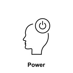 Turn on, head, power icon. Element of creative thinkin icon witn name. Thin line icon for website design and development, app development. Premium icon