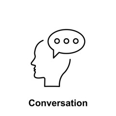 Chat, comment, brain icon. Element of creative thinkin icon witn name. Thin line icon for website design and development, app development. Premium icon