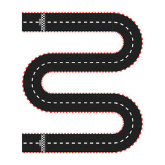 Race track with start and finish line. top view