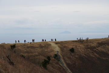 Hiking people in Mt.Omuro Ito city Shizuoka 