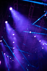  Lights on open air stage afternoon and evening, musical concert, powerful light visual impact color, visual technology in Latin America.