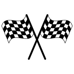 Racing flags crossed symbol in black and white